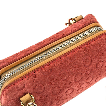 CELINE C Macadam 絨面革鏈條迷你手提包 紅色舊款 CELINE Vintage 28tdkd