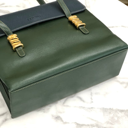LOEWE Velazquez Totebag Shoulder bag Green Vintage Old nmvskx
