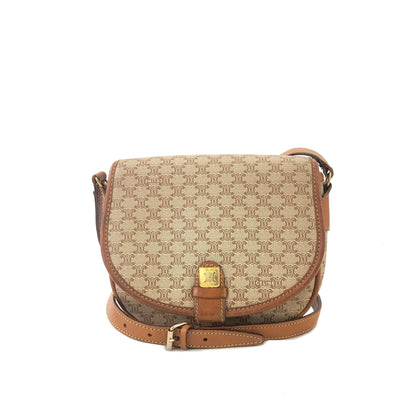 CELINE Macadam Blason 翻蓋斜背包迷你肩背包米色復古舊 Celine 3mrfgw