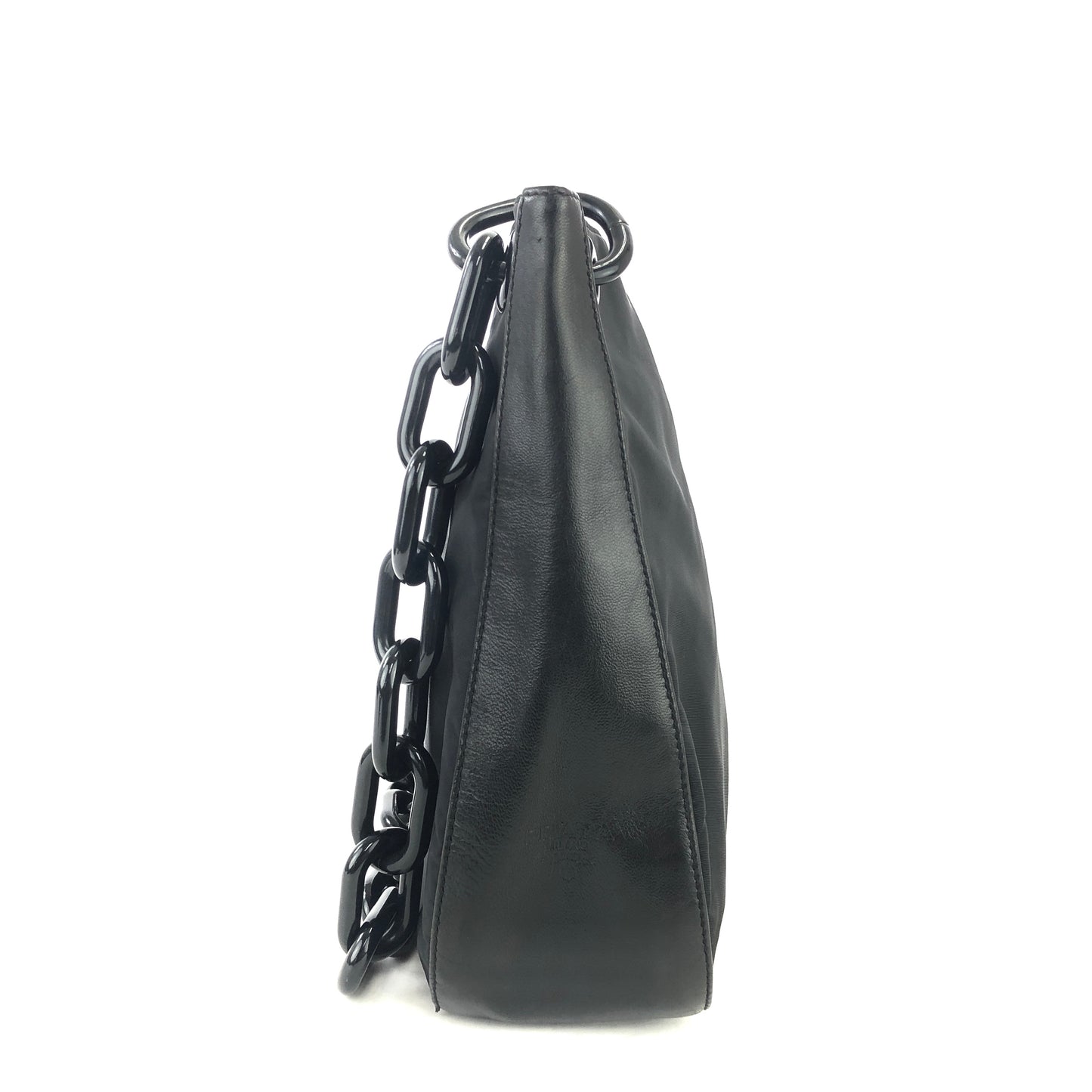 Prada Nylon Leather Plastic Chain Shoulder bag Black Vintage Old naam2f