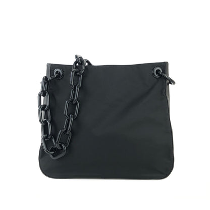 Prada Nylon Leather Plastic Chain Shoulder bag Black Vintage Old naam2f