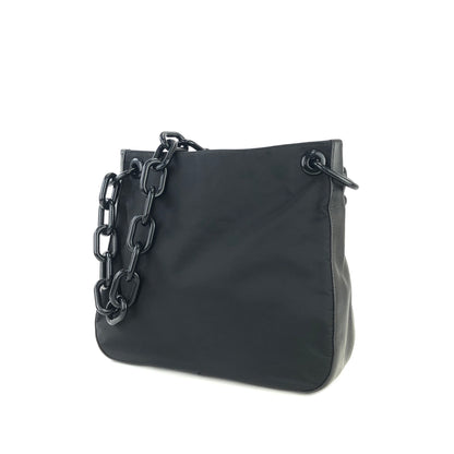 Prada Nylon Leather Plastic Chain Shoulder bag Black Vintage Old naam2f