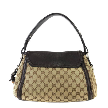 GUCCI GG Canvas Horsebit Bamboo Tassel Handbag Beige Vintage Old Gucci 67z6bi