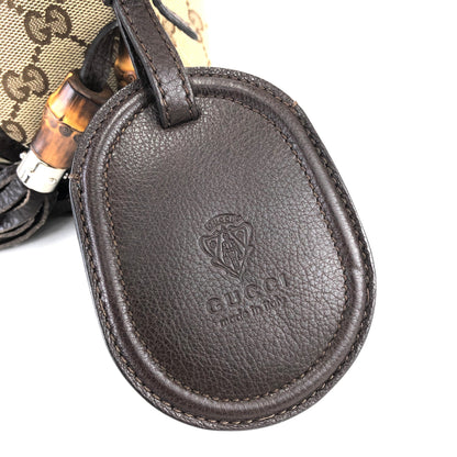 GUCCI GG Canvas Horsebit Bamboo Tassel Handbag Beige Vintage Old Gucci 67z6bi