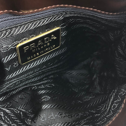 PRADA Triangle logo Nylon Crocodile belt Pouch Black Vintage Old 7s8xza