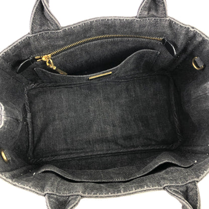 PRADA CANAPA Logo Denim Handbag 1BG439 Gray Vintage Old iggse5