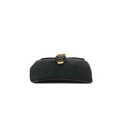 PRADA Triangle logo Nylon Crocodile belt Pouch Black Vintage Old 7s8xza