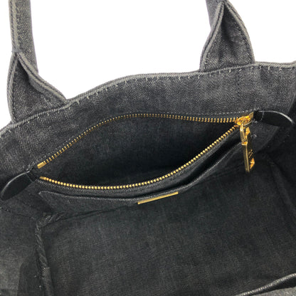 PRADA CANAPA Logo Denim Handbag 1BG439 Gray Vintage Old iggse5