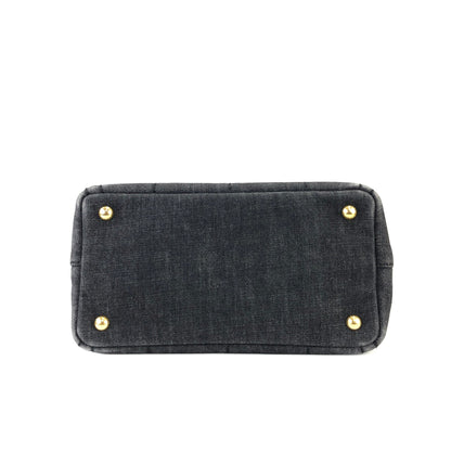 PRADA CANAPA Logo Denim Handbag 1BG439 Gray Vintage Old iggse5