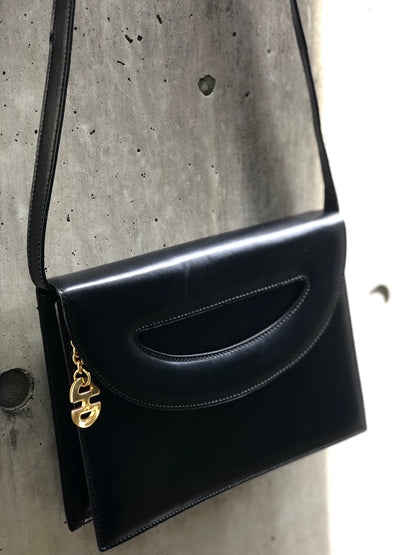 CELINE 鏤空肩背包手拿包黑色復古舊 Celine p7aitt