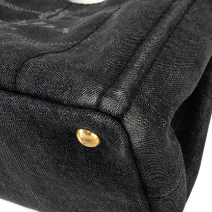PRADA CANAPA Logo Denim Handbag 1BG439 Gray Vintage Old iggse5