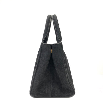 PRADA CANAPA Logo Denim Handbag 1BG439 Gray Vintage Old iggse5