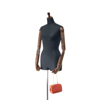 CELINE C Macadam 絨面革鏈條迷你手提包 紅色舊款 CELINE Vintage 28tdkd