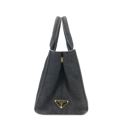 PRADA CANAPA Logo Denim Handbag 1BG439 Gray Vintage Old iggse5