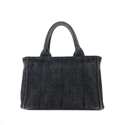 PRADA CANAPA Logo Denim Handbag 1BG439 Gray Vintage Old iggse5