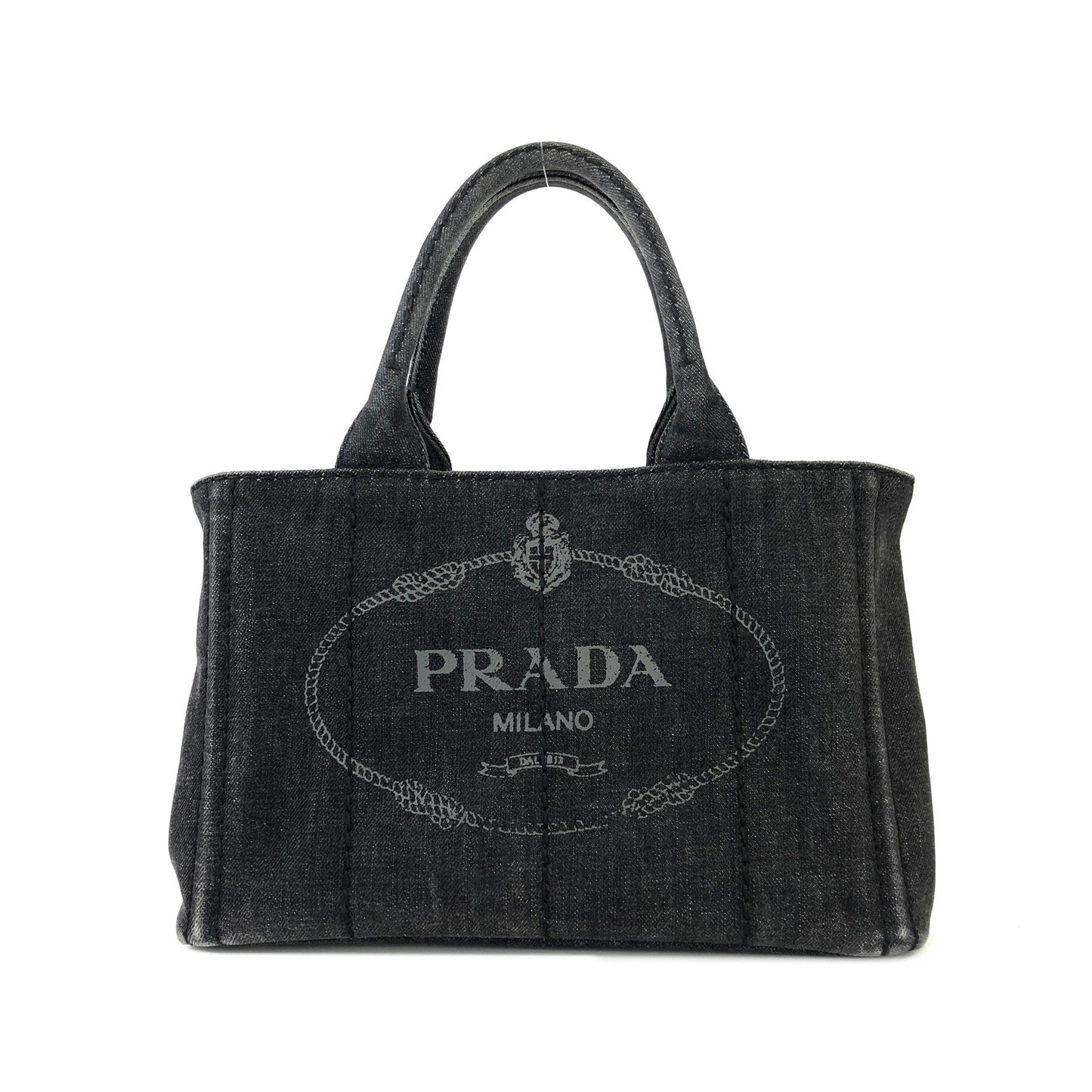 PRADA CANAPA Logo Denim Handbag 1BG439 Gray Vintage Old iggse5