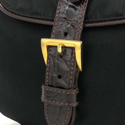 PRADA Triangle logo Nylon Crocodile belt Pouch Black Vintage Old 7s8xza