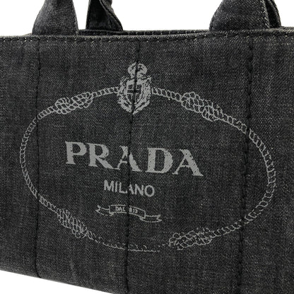 PRADA CANAPA Logo Denim Handbag 1BG439 Gray Vintage Old iggse5