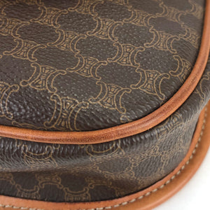 CELINE Macadam Blason embossed PVC leather flap pochette shoulder bag brown vintage old Celine 45pjbr