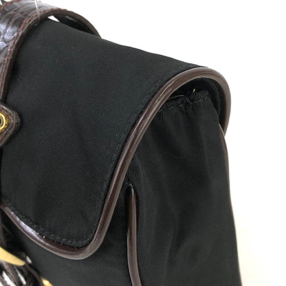 PRADA Triangle logo Nylon Crocodile belt Pouch Black Vintage Old 7s8xza