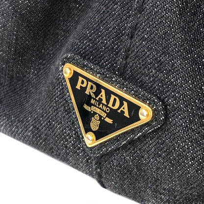 PRADA CANAPA Logo Denim Handbag 1BG439 Gray Vintage Old iggse5