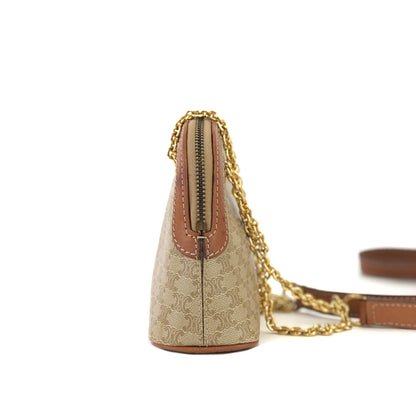 CELINE Macadam Crossbody Chain Small Shoulder bag Beige Vintage Old CELINE nhnp75