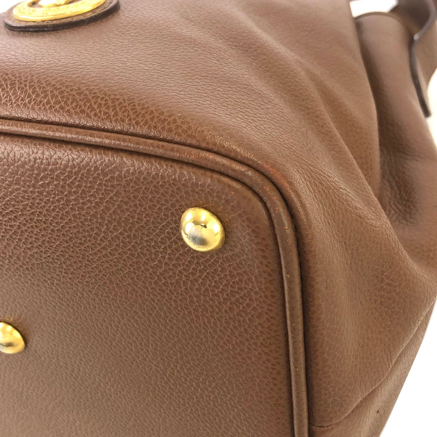 Burberrys Logo Leather Drawstring Shoulder bag Brown Vintage Old 4wsf4i