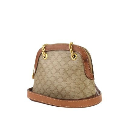 CELINE Macadam Crossbody Chain Small Shoulder bag Beige Vintage Old CELINE nhnp75