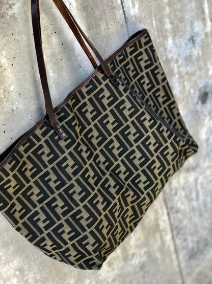 FENDI Zucca 提花手提包棕色舊復古 rrd48i