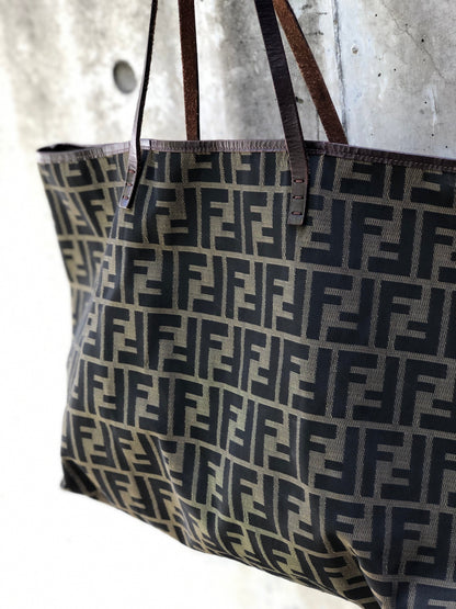 FENDI Zucca 提花手提包棕色舊復古 rrd48i