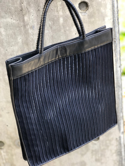 LOEWE Anagram Stripe Mesh Handbag Navy Vintage Old 8wisdp