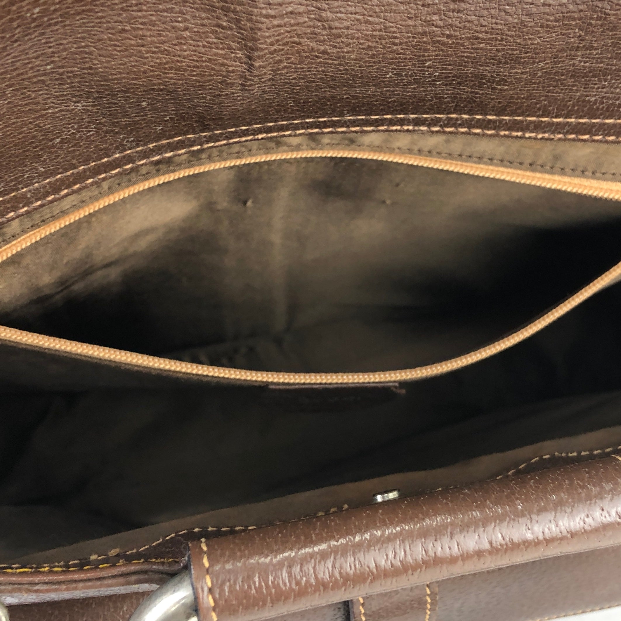 GUCCI Metal handle Leather Handbag Shoulder bag Brown Old gucci
