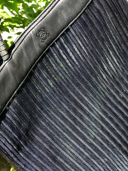 LOEWE Anagram Stripe Mesh Handbag Navy Vintage Old 8wisdp