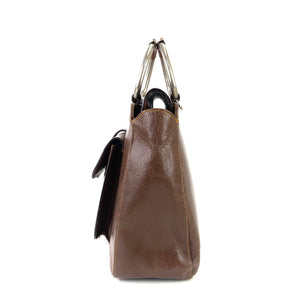 GUCCI Metal handle Leather Handbag Shoulder bag Brown Old gucci Vintage ijdcnf