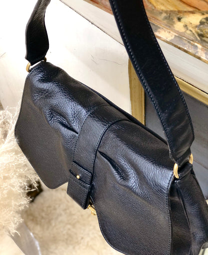 Salvatore Ferragamo Gancini Handbag Black Vintage Old 3mjncz