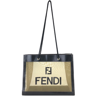 FENDI logo leather mesh square A4 tote bag black vintage old e7cfze