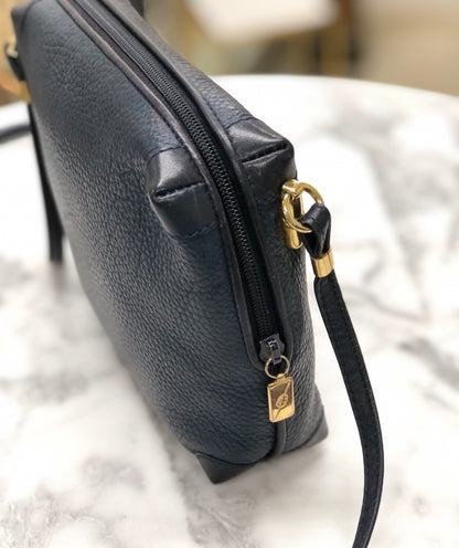 GUCCI Logo Leather Crossbody Shoulder bag Navy mini Old gucci Vintage 5iep48