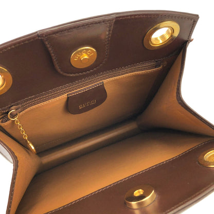 GUCCI Circle logo Leather Shoulder bag Brown Vintage Old gucci k4kfrm