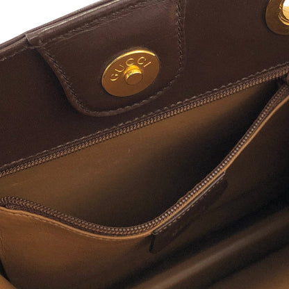 GUCCI Circle logo Leather Shoulder bag Brown Vintage Old gucci k4kfrm