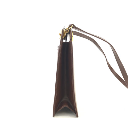 GUCCI Circle logo Leather Shoulder bag Brown Vintage Old gucci k4kfrm