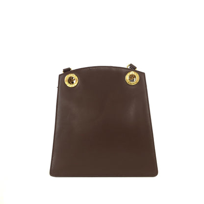 GUCCI Circle logo Leather Shoulder bag Brown Vintage Old gucci k4kfrm