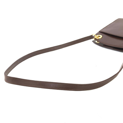 GUCCI Circle logo Leather Shoulder bag Brown Vintage Old gucci k4kfrm