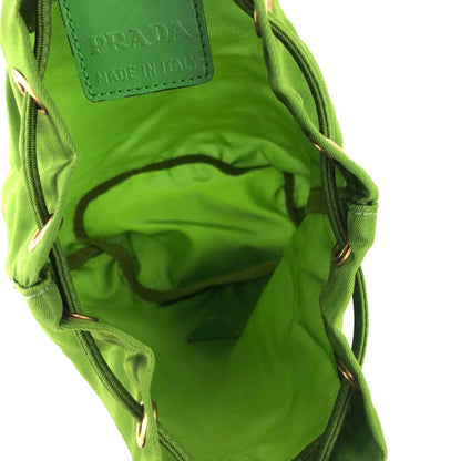 PRADA Triangle logo Nylon Drawstring Mini Handbag Green Vintage Old yjxupb