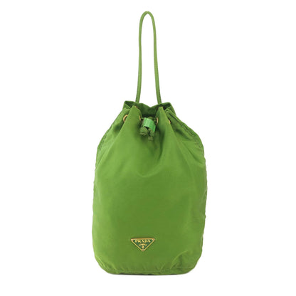 PRADA Triangle logo Nylon Drawstring Mini Handbag Green Vintage Old yjxupb