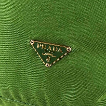 PRADA Triangle logo Nylon Drawstring Mini Handbag Green Vintage Old yjxupb