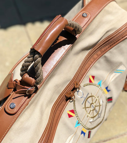 GUCCI anchor embroidery canvas leather Boston bag beige vintage old Gucci 6pf5rd