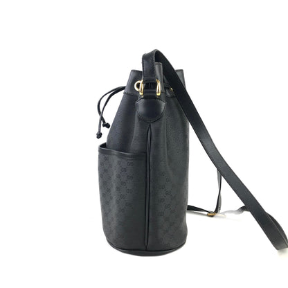 GUCCI Micro GG Inter Locking 抽繩單肩包 黑色 y8s8yh