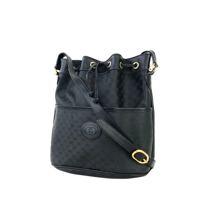 GUCCI Micro GG Inter Locking 抽繩單肩包 黑色 y8s8yh