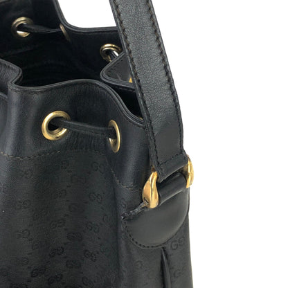 GUCCI Micro GG Inter Locking 抽繩單肩包 黑色 y8s8yh
