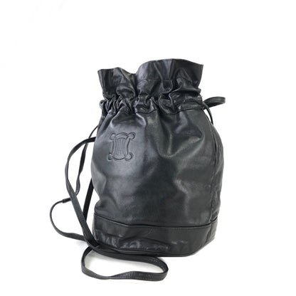 CELINE Blason Triomphe Drawstring Shoulder bag Black Vintage Old Celine jfgvrp